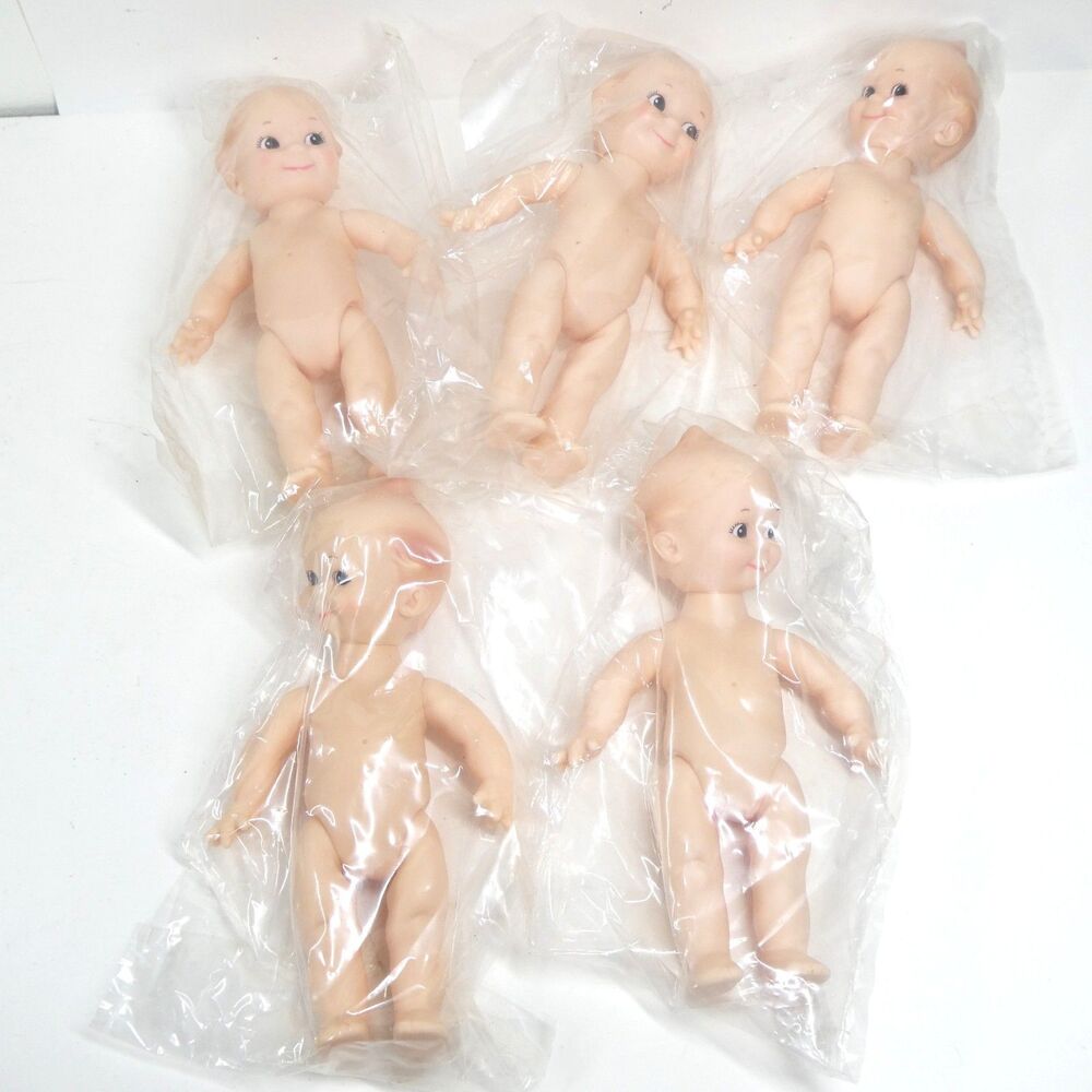 5 Kewpie Dolls 9" Rose Art Plastic Vintage NOS